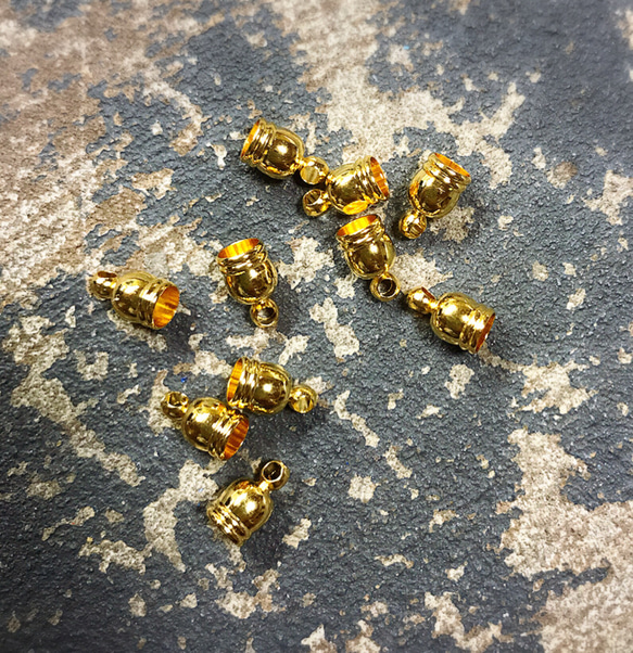 【10個】 真鍮製タッセルキャップ 小   ゴールド   8mm×5mm