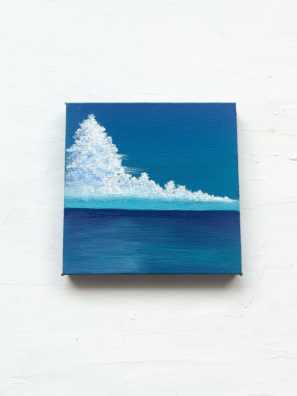 【原画】海と空と入道雲　ミニアート（10cm×10cm）