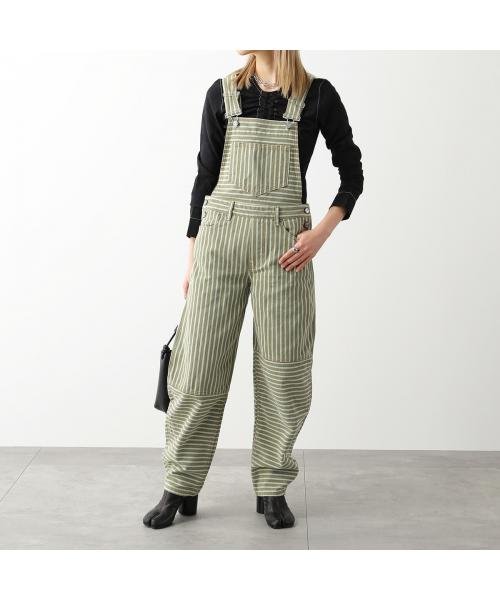 GANNI サロペット J1106 6596 Stripe Denim Overalls