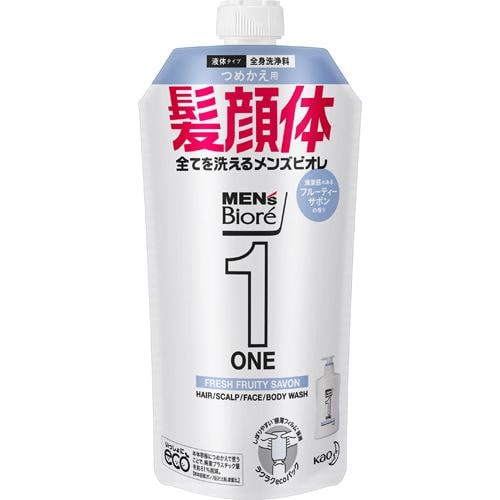 花王(Kao) メンズビオレONE オールインワン全身洗浄料 フルーティーサボンの香り つめかえ用 (340mL)