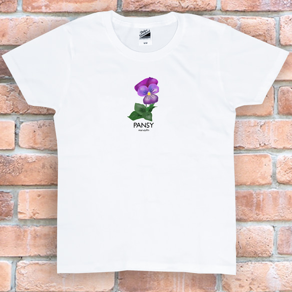 tシャツ　Tシャツ　プレゼント　ロゴTシャツ　Tシャツ　おしゃれTシャツ　白ティー　シンプルTシャツ　花　パンジー