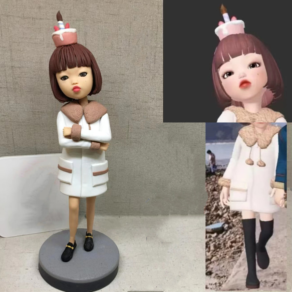 【オーダーメイド】お写真入から 3D 肖像画 似顔絵 人形 フィギュア 彼氏 彼女 誕生日ケーキトッパー 記念日カップル