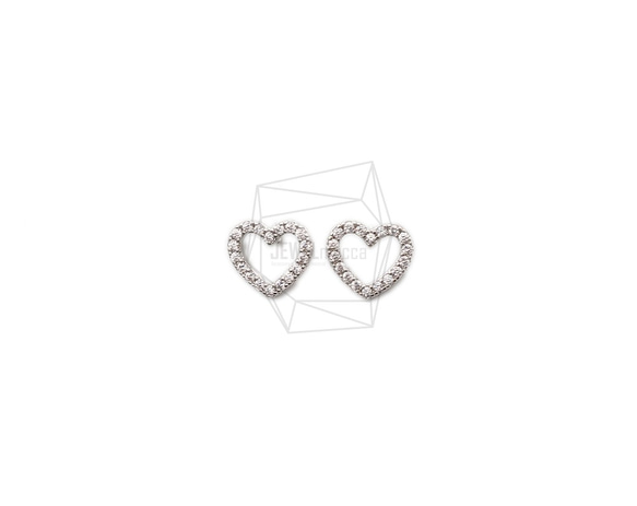 PDT-2395-R【2個入り】キュービックジルコニアハートペンダント,CZ heart Pendant