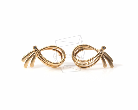 ERG-208-MG【2個入り】オーバルピアス, Swooping Oval Post Earring With CZ