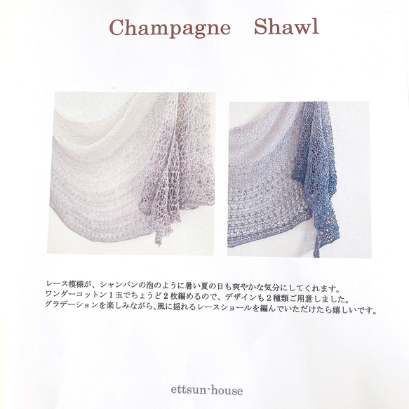 レースショール Champagne Shawl(編み図)