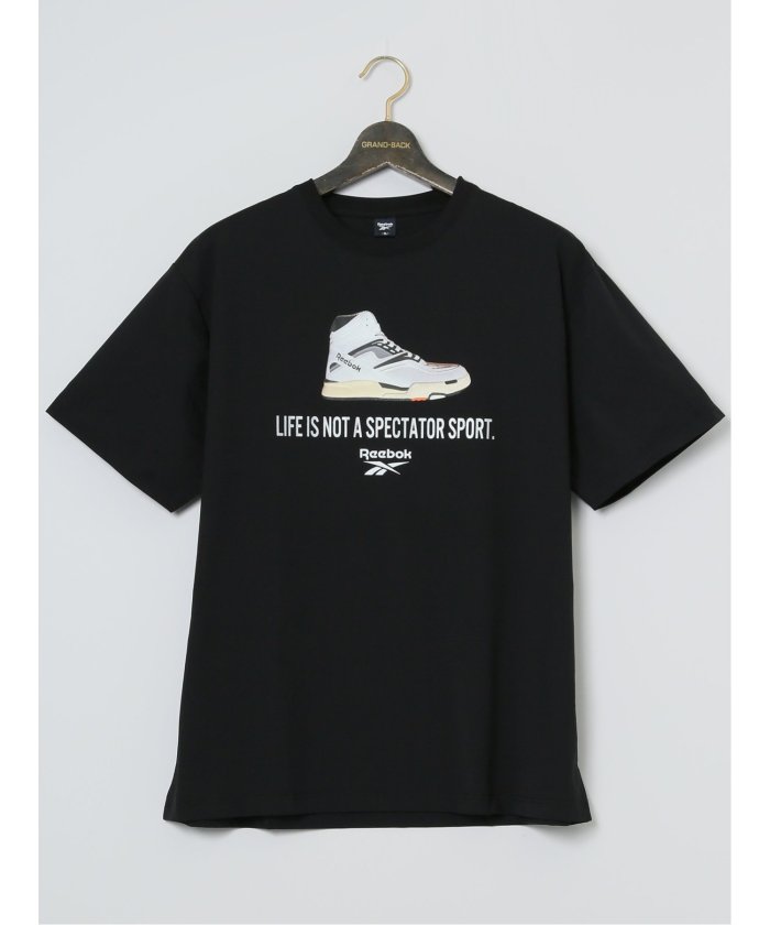 グランバック/【大きいサイズ】リーボック/Reebok メタリックプリント クルーネック半袖Tシャツ