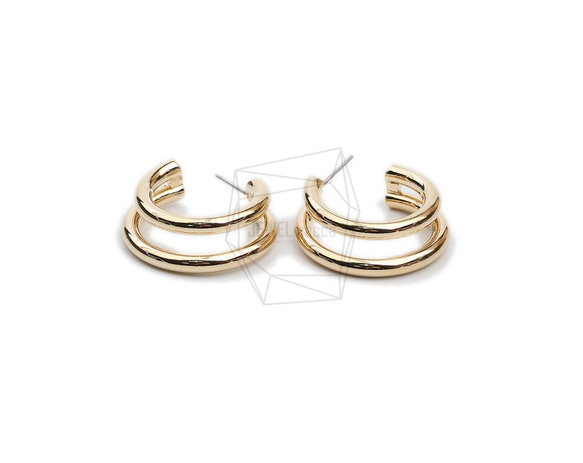 ERG-1993-G【2個入り】ダブルラウンド ピアス,Double Round  Post Earring