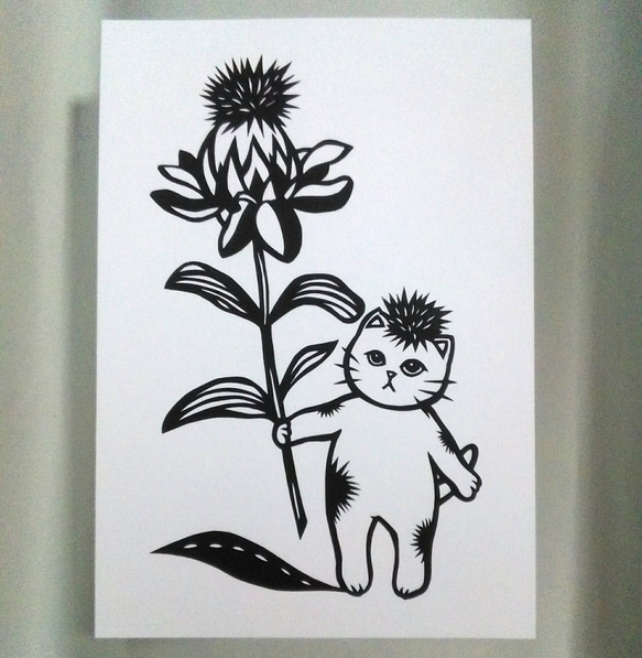 【切り絵】原画　A5サイズ　safflower