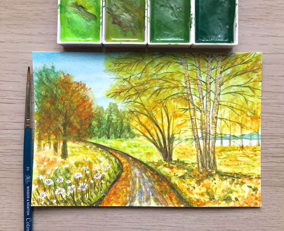 ORIGINAL PAINTING - 秋の公園, 原画, オリジナルアート