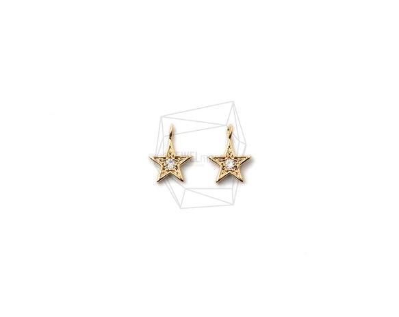 PDT-2382-G【2個入り】CZスターペンダント,CZ Mini Star Pendant /  7mm x 9mm