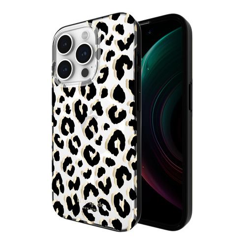 kate spade new york Protective Hardshell Case for MagSafe for iPhone 15 Pro City Leopard Black／Gold Foil KS052492 クリア