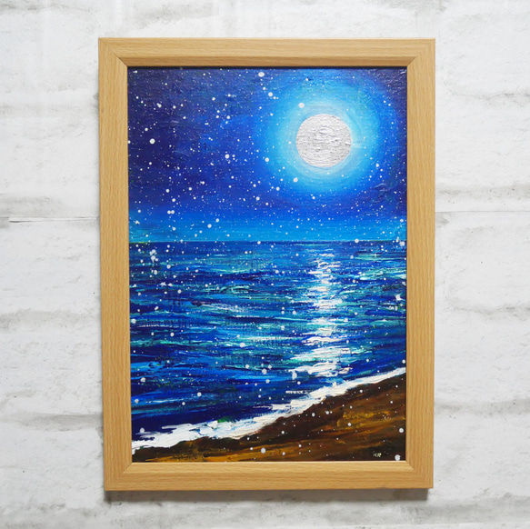 油絵 油彩 油彩画 絵 絵画【海雪の月】