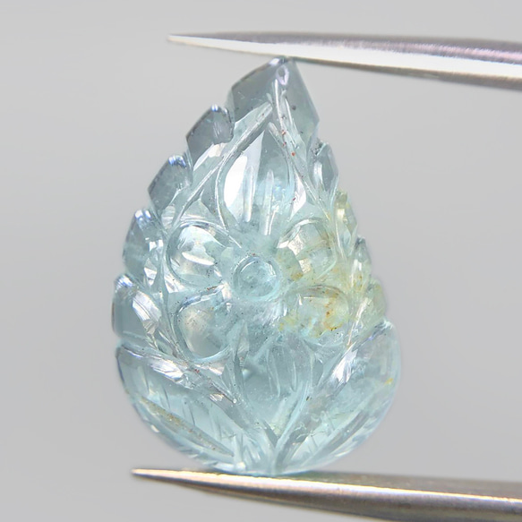 ◇ アクアマリン 10.8ct カービング ルース ペアシェイプ credforte.com.br