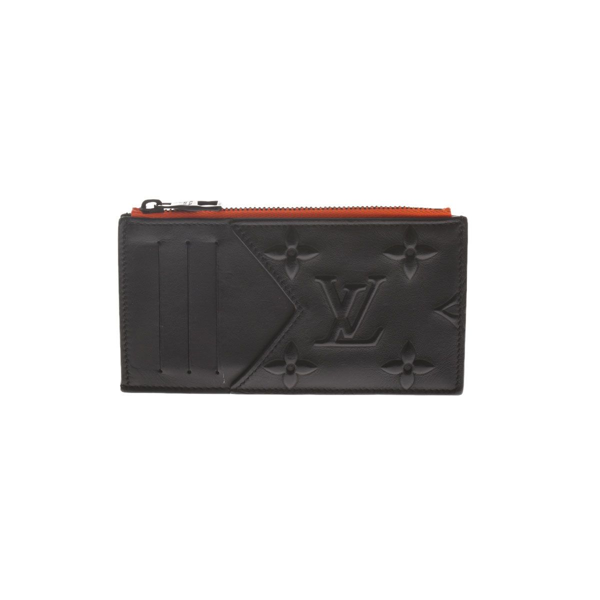 LOUIS VUITTON ルイヴィトン モノグラム シール コインカードホルダー ブラック/オレンジ M80827 メンズ レザー コインケース ABランク 中古 