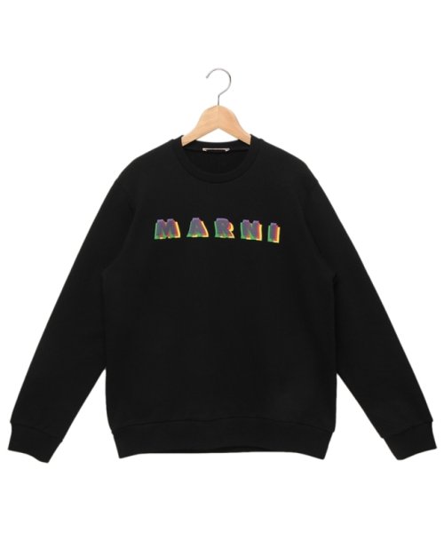 マルニ 子供服 RAINBOWロゴ クルーネック スウェットシャツ 大人も可 ブラック キッズ MARNI M01076 M00J6 0M900 MS113U