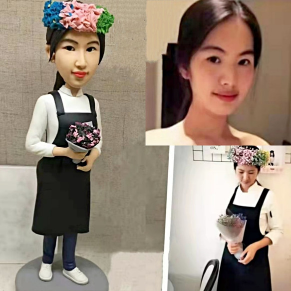 【オーダーメイド】お写真入から 3D 肖像画 似顔絵 人形 フィギュア 彼氏 彼女 誕生日ケーキトッパー 記念日カップル