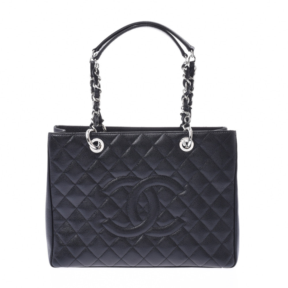 CHANEL シャネル マトラッセ GSTトートバッグ  黒 シルバー金具 レディース キャビアスキン トートバッグ Aランク 中古 