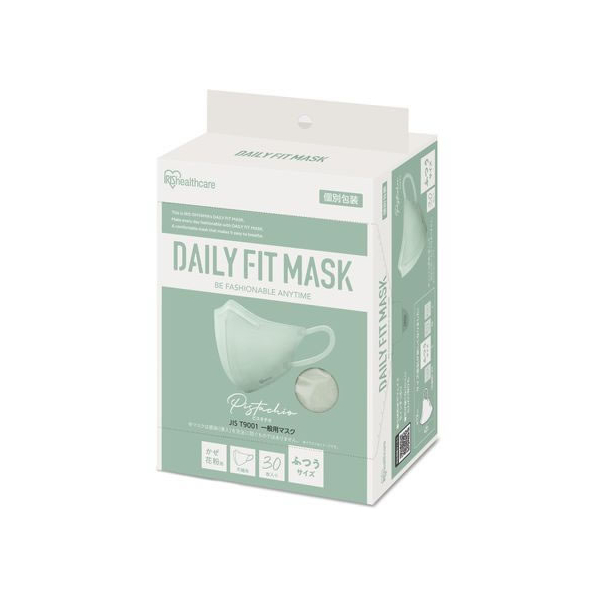 アイリスオーヤマ DAILYFITMASK立体 ふつう 30枚入 ピスタチオ FCU8489-RK-F30SXA