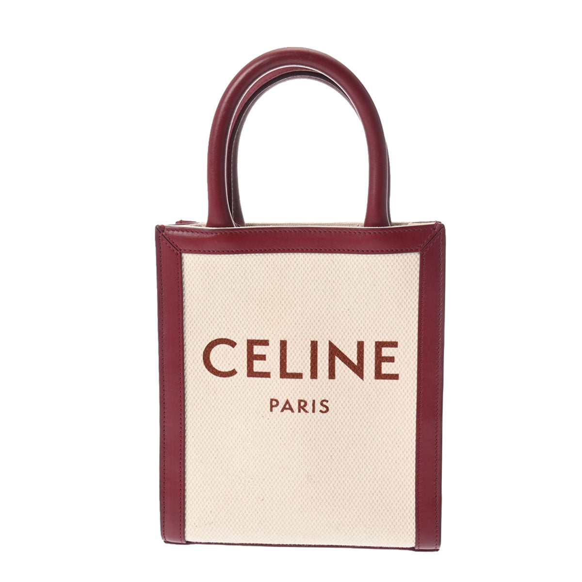 CELINE セリーヌ ミニバーティカルカバ ボルドー/ベージュ 193302 レディース キャンバス/レザー ハンドバッグ ABランク 中古 