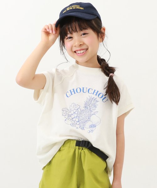 デビラボ ガールズ フレンチラグラン プリント半袖Tシャツ 子供服 キッズ 女の子 トップス 半袖Tシャツ Tシャツ