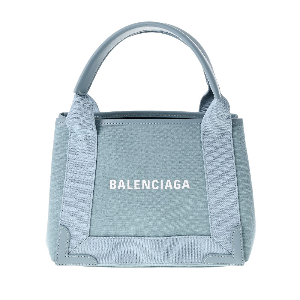 BALENCIAGA バレンシアガ ネイビーカバス XS ブルー シルバー金具 390346 レディース キャンバス レザー ハンドバッグ 未使用 