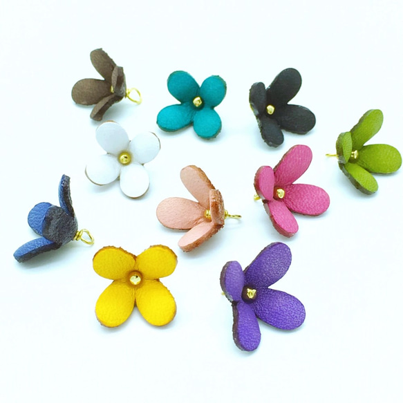 【leather flower 】ライラック　ピン付きタイプ　same color pieces