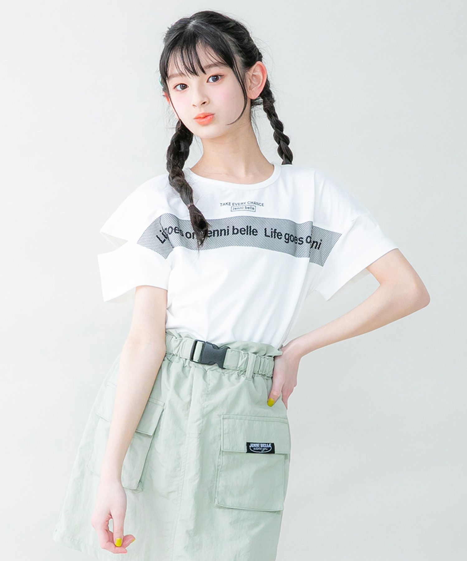 ジェニィベル/【WEB限定】防蚊メッシュプリント肩あきTシャツ