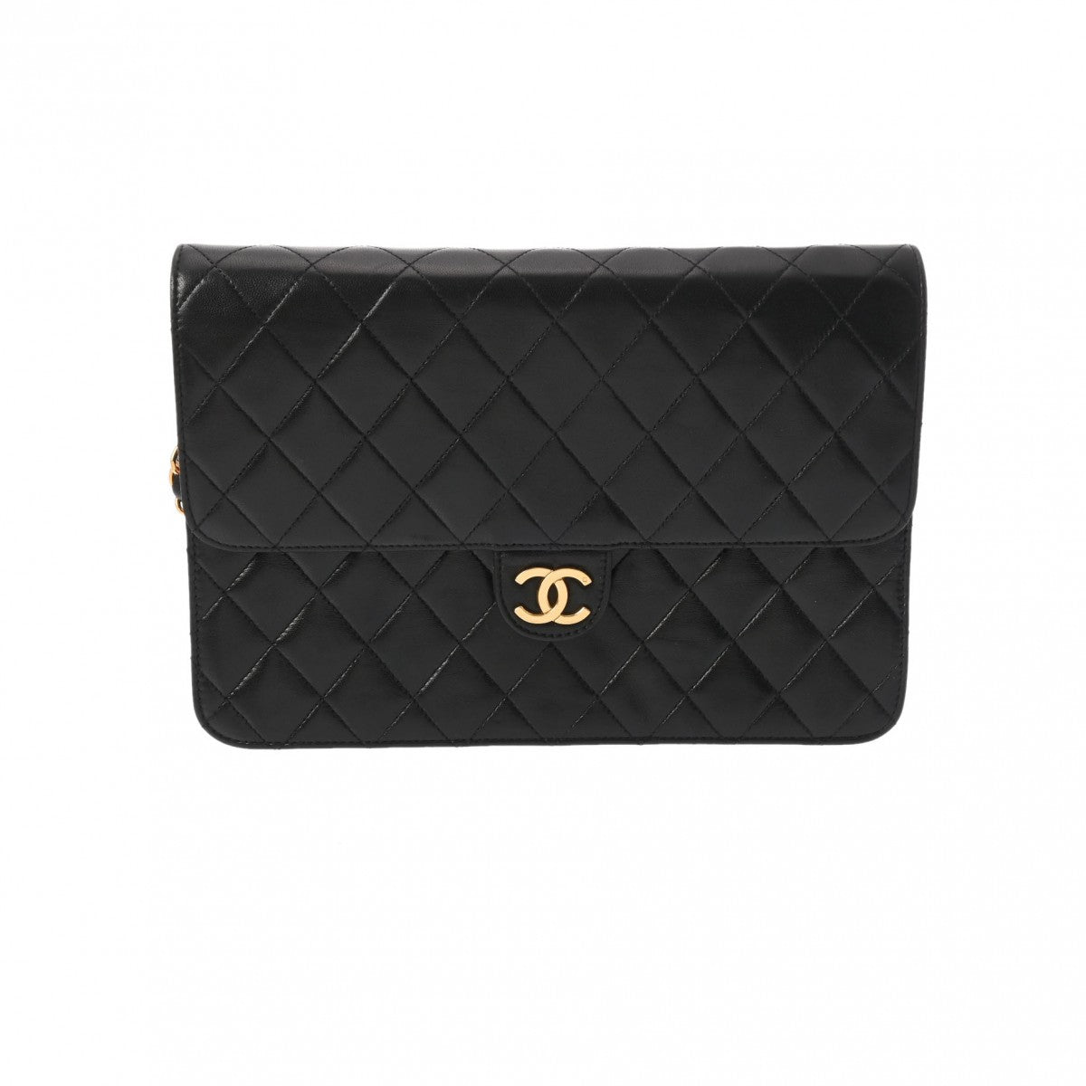 CHANEL シャネル マトラッセ チェーンショルダー 25cm 黒 ゴールド金具 A01112 レディース ラムスキン ショルダーバッグ ABランク 中古 