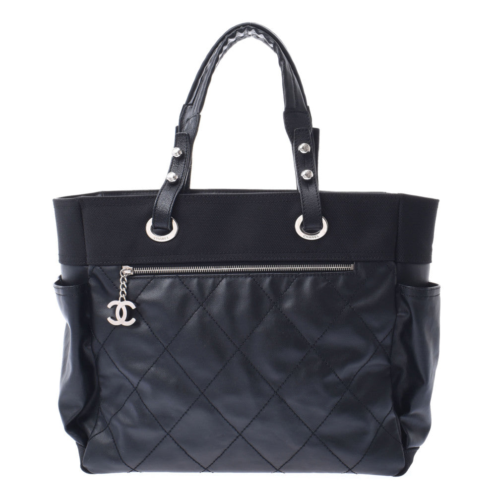 CHANEL シャネル パリビアリッツ トートGM 黒 レディース キャンバス/レザー トートバッグ ABランク 中古 