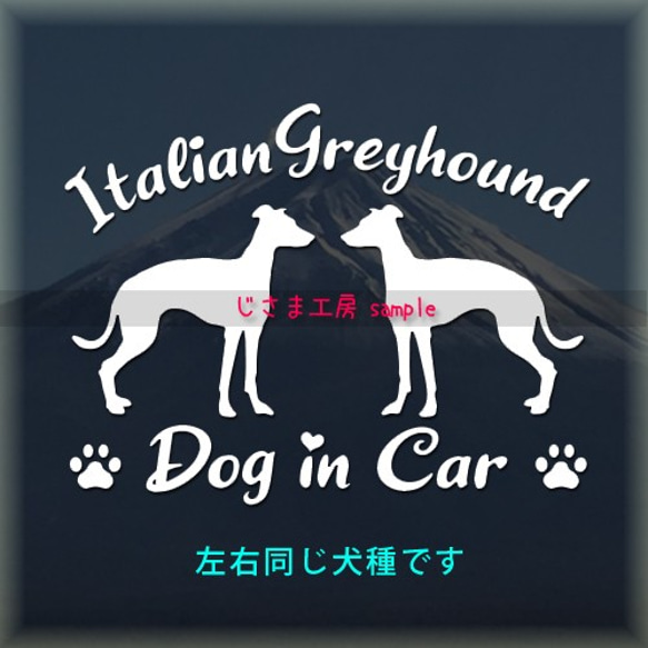 【同一犬種】　かわいい愛犬2頭飼い『Dog　in　Car』シルエットステッカー