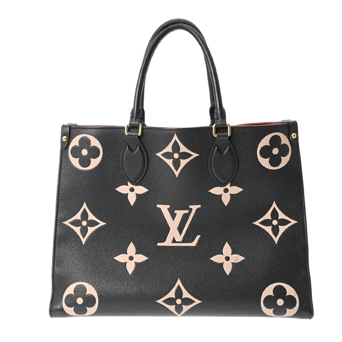 【2025年度カレンダ】LOUIS VUITTON ルイヴィトン モノグラムアンプラント オンザゴー MM 2WAYトート 黒/ベージュ M45495 レディース レザー ハンドバッグ Bランク 中古 _画像1