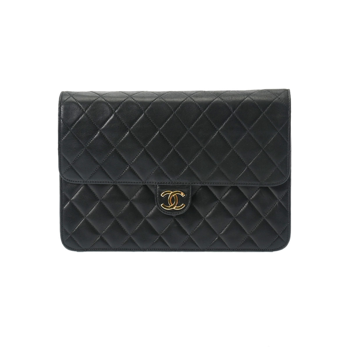 CHANEL シャネル マトラッセ チェーンショルダー 25cm 黒 ゴールド金具 - レディース ラムスキン ショルダーバッグ ABランク 中古 