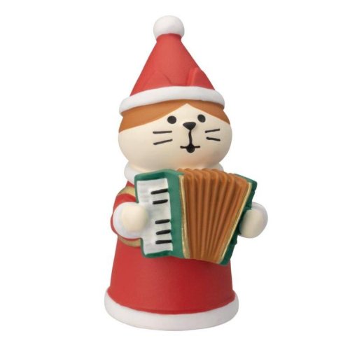 マスコット サンタにゃんこ アコーディオン デコレ かわいい クリスマス グッズ