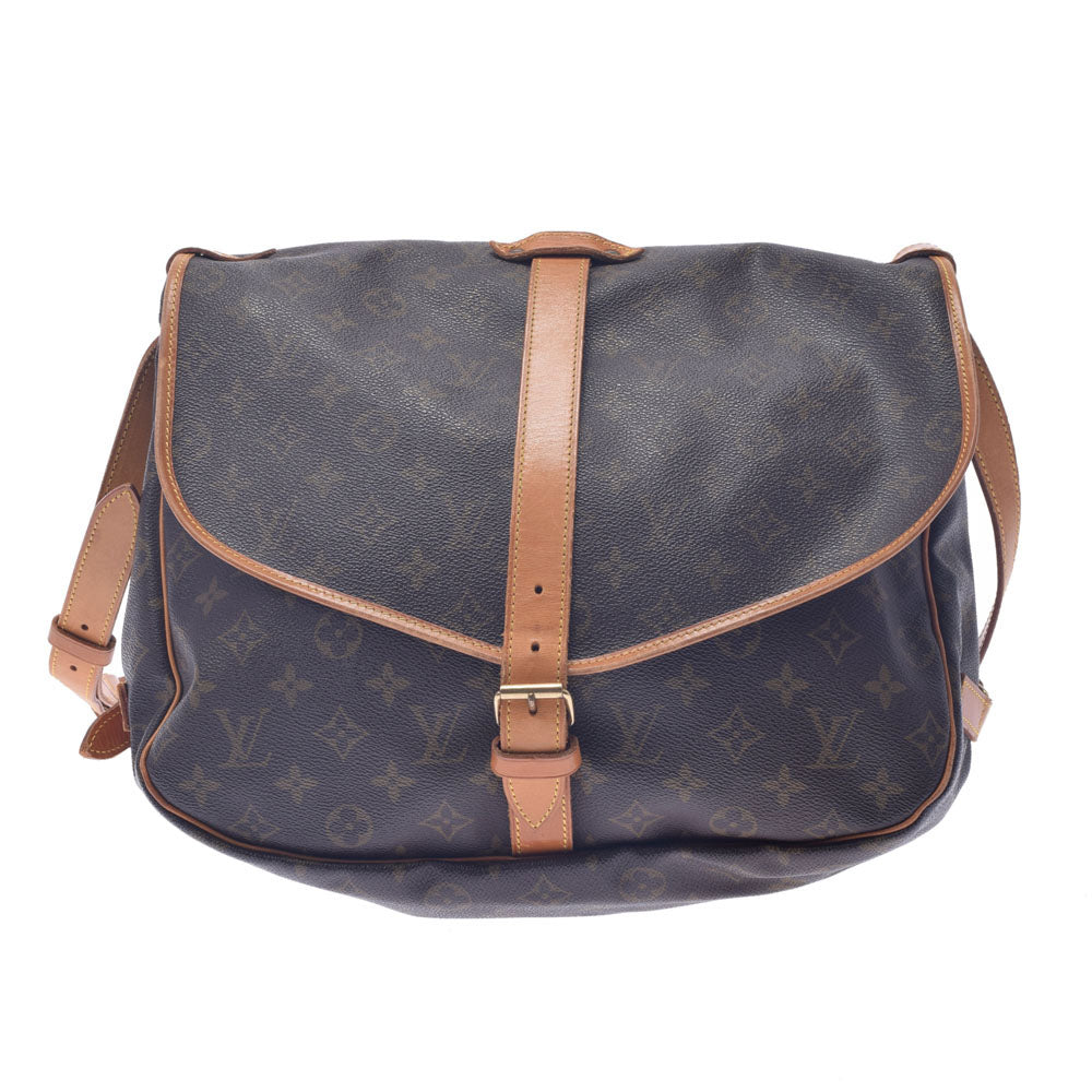 LOUIS VUITTON ルイヴィトン モノグラム ソミュール35 ブラウン M42254 ユニセックス モノグラムキャンバス ショルダーバッグ Bランク 中古 