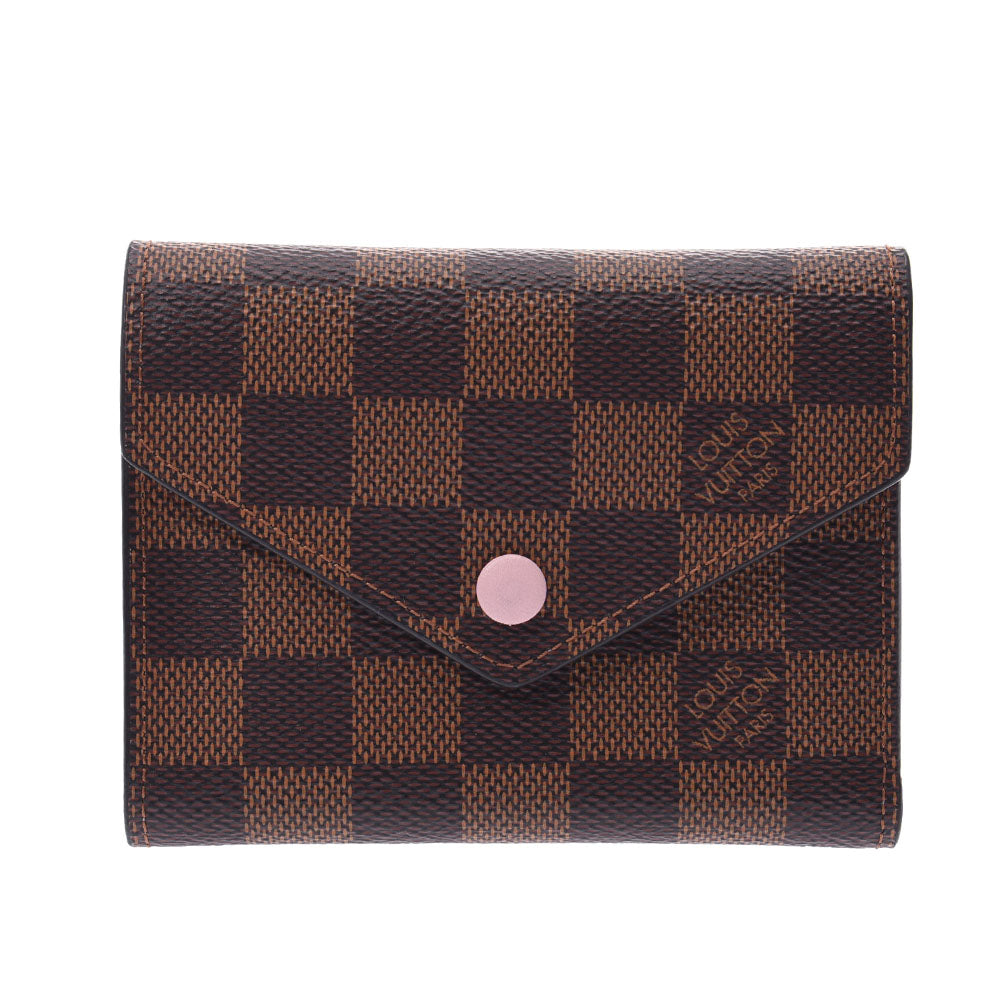 LOUIS VUITTON ルイヴィトン ダミエ ポルトフォイユヴィクトリーヌ ローズバレリーヌ N61700 レディース 三つ折り財布 Aランク 中古 