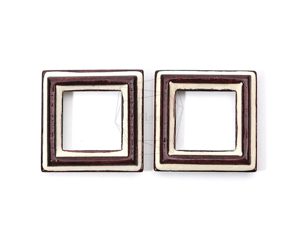 BSC-614-G【2個入り】スクエアウッドビーズ,Square Wooden Beads /30mm x 30mm