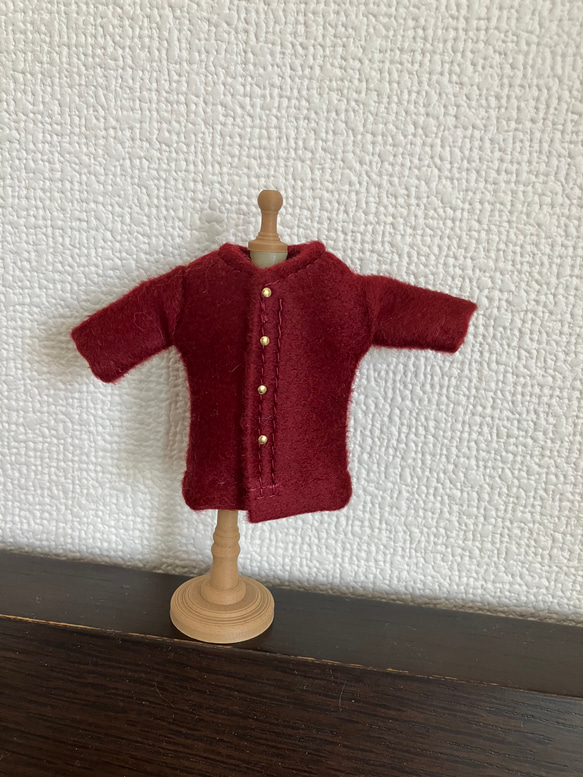 オビツ11  woolのコート　ワインレッド