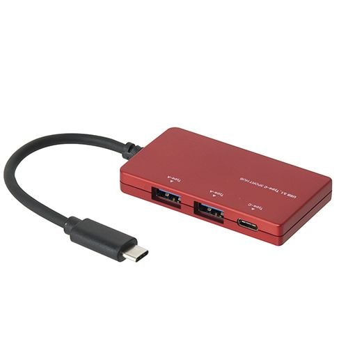 ナカバヤシ UH-C3103R USB3.1 Type-C 3ポートハブ レッド