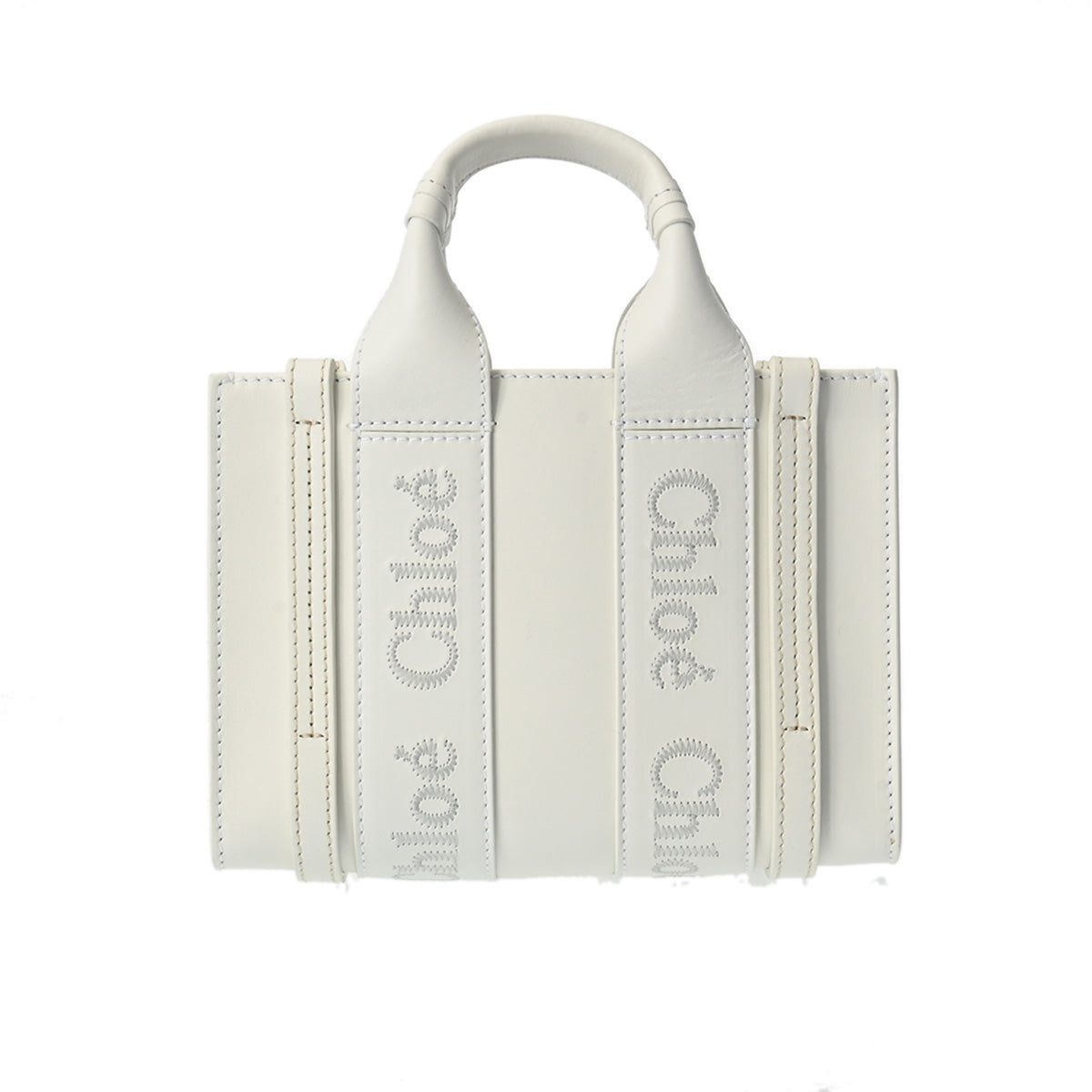 Chloe クロエ ウッディ ミニトート 2WAY 白 CHC23SP237160 レディース レザー トートバッグ Aランク 中古 