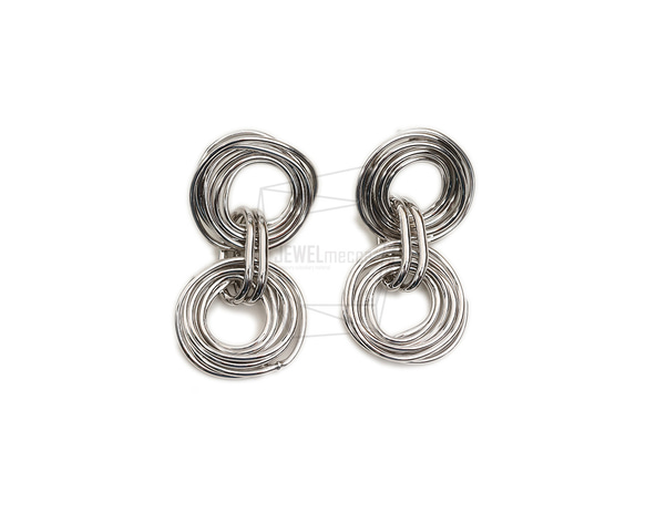 ERG-2201-R【2個入り】マルチラウンドリンクピアス  ,Multi Round Links Earring