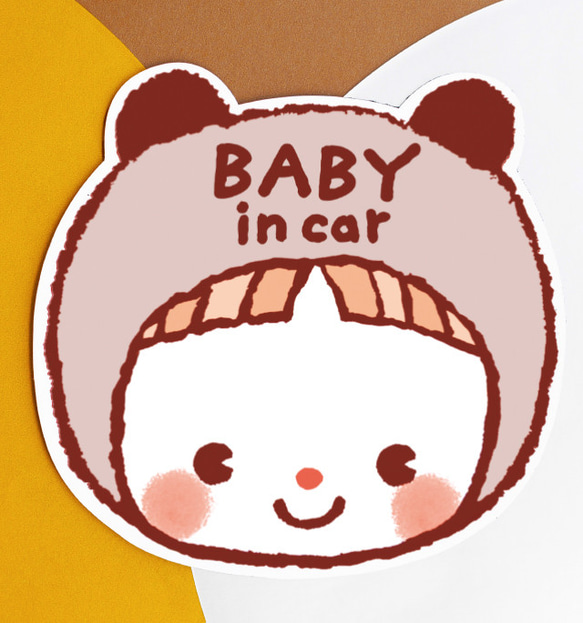 ベビーインカー　BABY IN CAR マグネットステッカー(スマイルベージュパンダちゃん）