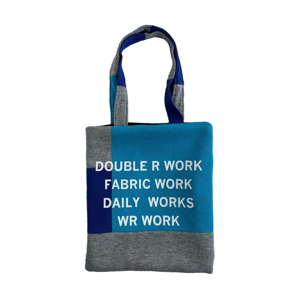 L BLOC PATCH WORK HAND SIZE TOTE BAG HEATHERGRAY/SAXE /BLUE