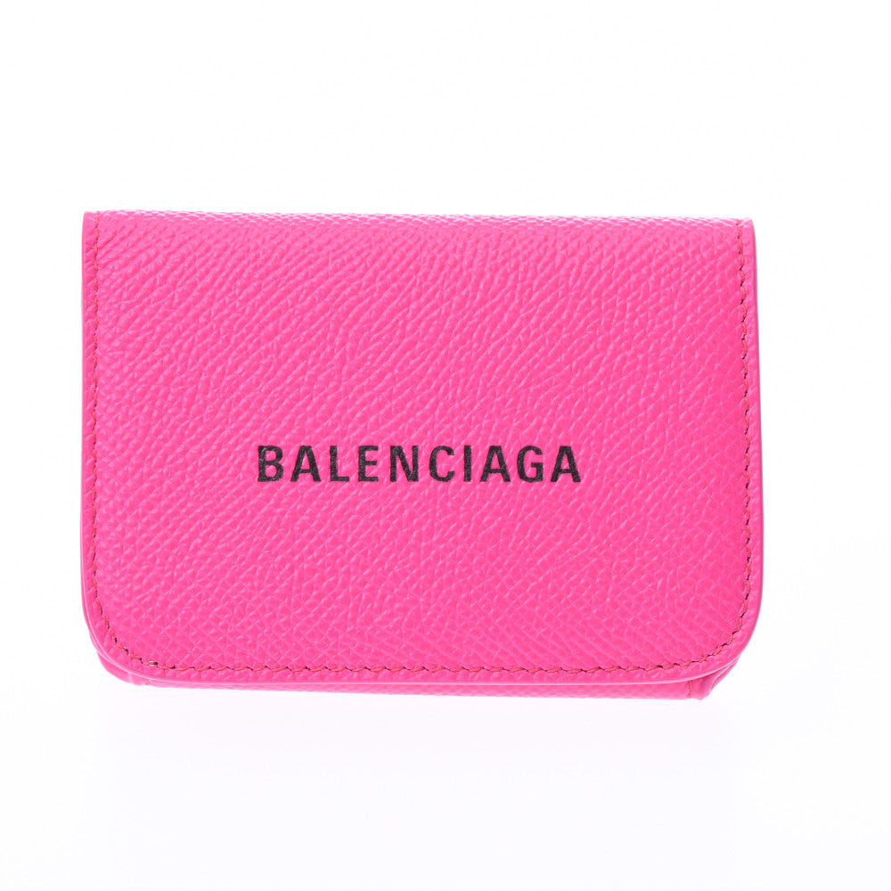 BALENCIAGA バレンシアガ エブリデイ ミニウォレット コンパクトウォレット ピンク 593813 レディース カーフ 三つ折り財布 未使用 