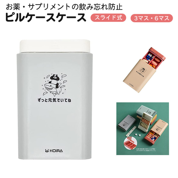 ピルケース サプリメントケース 6マス 3マス 1日3回 一日分 仕切り 薄型 密閉 遮光 防湿 小型 常備薬 朝昼晩