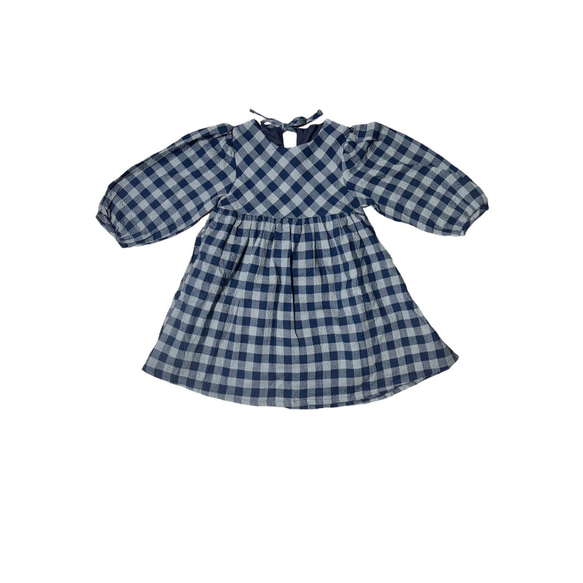 Navy Gingham kids One Piece ネイビーギンガムチェックキッズワンピース【size90ｰ140】