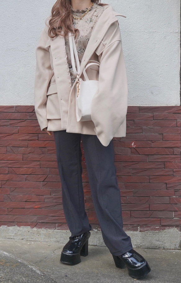 Wool Touch Oversized BDU Jacket (ivory) コート ホワイト 白 カジュアル