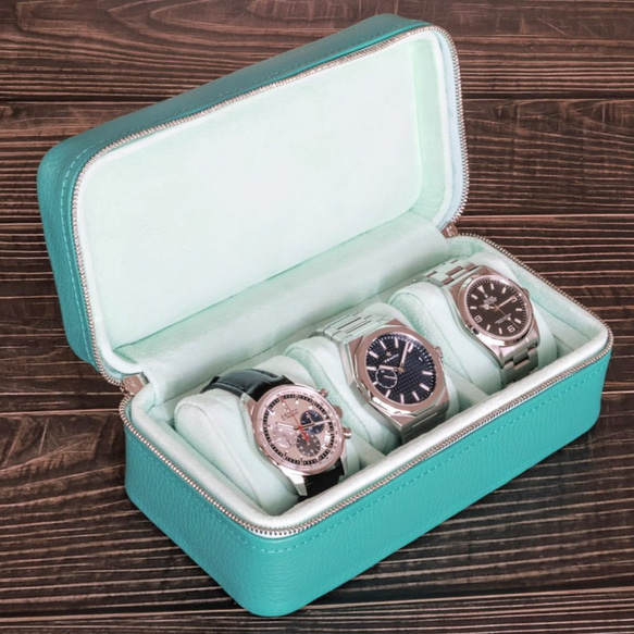 DIBO(ディーボ) Leather Watch Box 3本用 ターコイズ 腕時計 ケース