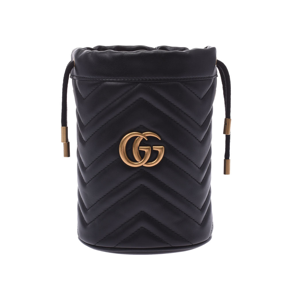 GUCCI グッチ GGマーモント ミニ バゲットバッグ 黒 ゴールド金具 575163 レディース レザー ショルダーバッグ 新品 