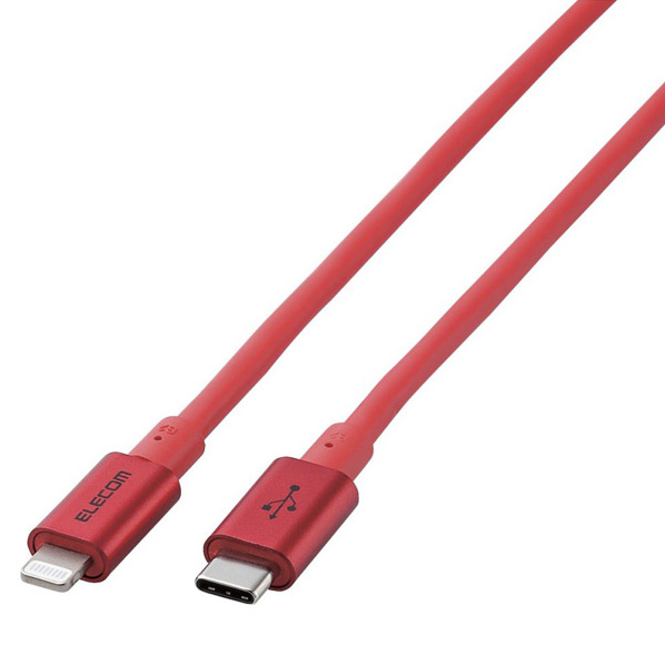 エレコム USB-C to Lightningケーブル(やわらか耐久) 2．0m オリジナル レッド ED-CLYS20RD