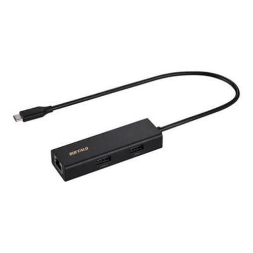 BUFFALO LUD-U3-CU101BK LAN変換アダプタ USB-C オス→メス LAN USB-Aｘ3 1Gbps対応 Mac・Win対応 ブラック